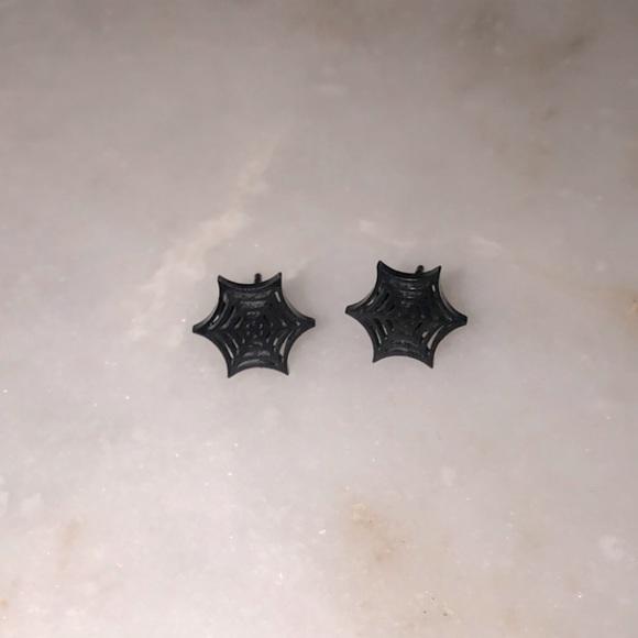 Black Spider Web Earrings - Picture 1 of 4